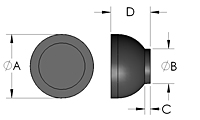 H3 Half Ball Knob Line Drawing